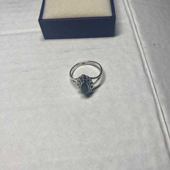 Marquise Cut Natural Beryl Emerald Solitaire Size 7 Heat and Dye Treatment Sterl - Picture 7 of 8